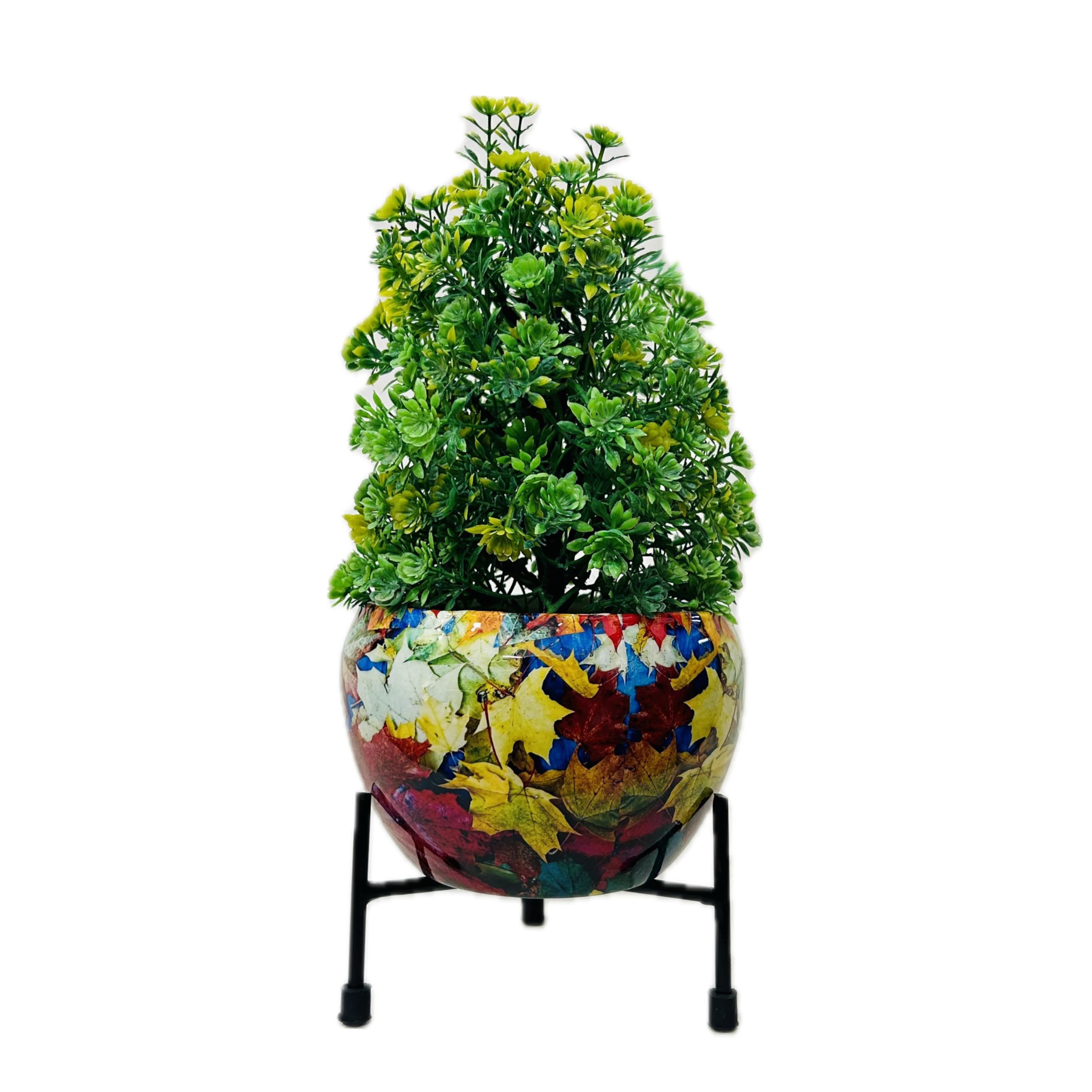 AMC DECORATIVES Multicolour Metal Pot with Stand, Rust-Free Powder Coating, Indoor Outdoor, Home, Balcony and Garden Plants Not Included, Pot Size: 13 x 10 CM, Stand Height: 7.5 CM (B0CLLNQDKK) Amazon Price History, Amazon Price Tracker