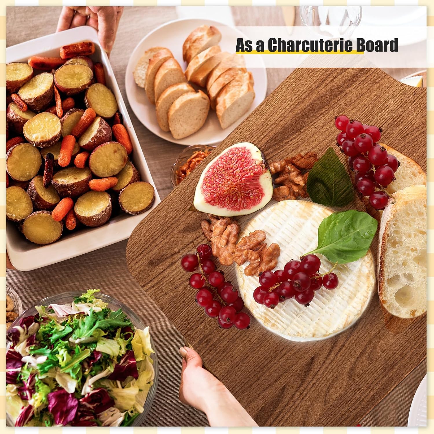 Zubebe 12 Pcs Bulk Wood Cutting Board with Handle Cutting Board for Laser Engraving, 16" x 10" Acacia Serving Trays Charcuterie Trays for Customized Wedding Housewarming Mom Christmas Gift Party Favor