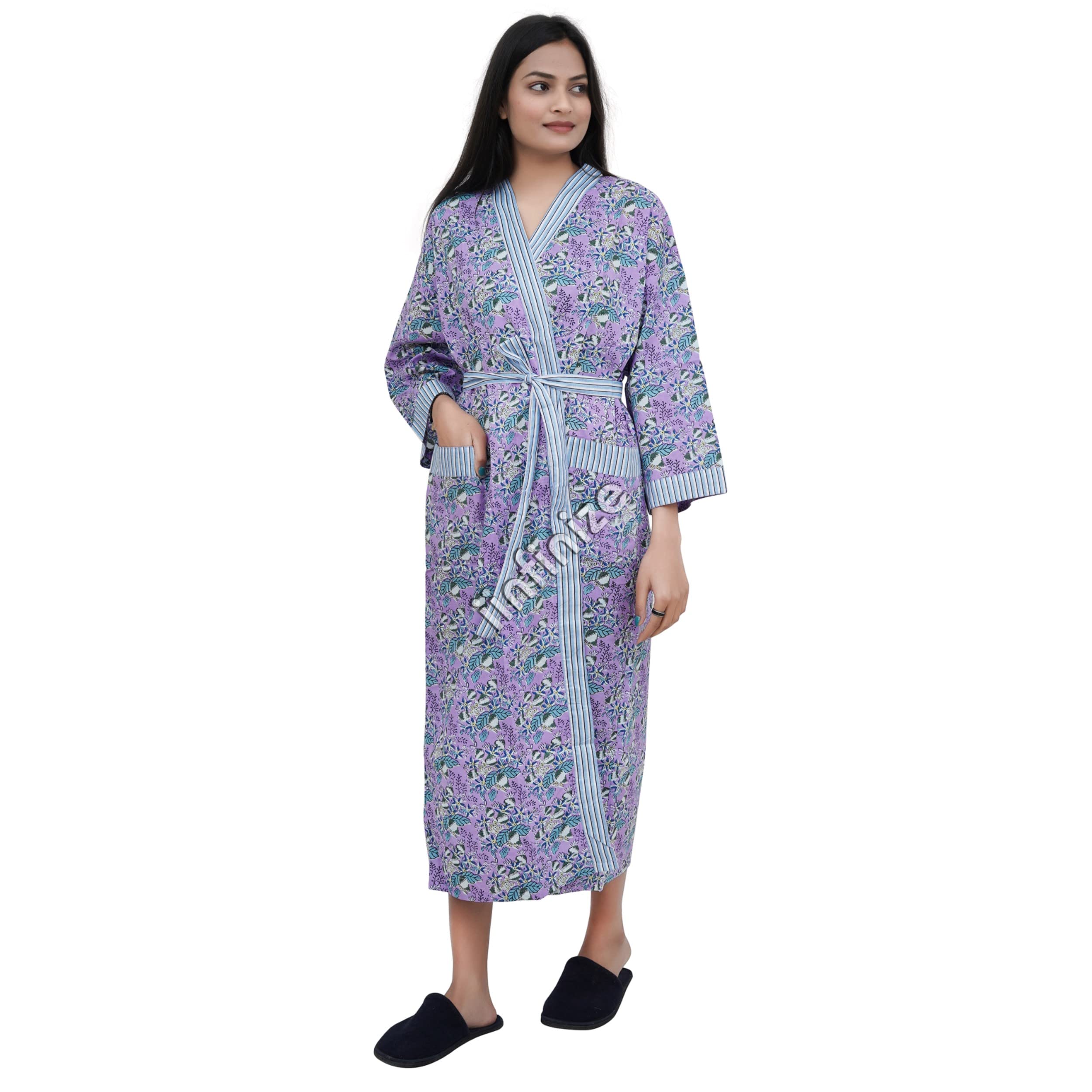 Kimono szlafroki kąpielowe Nighty dla kobiet bawełniana odzież kąpielowa okrycie bikini 2 kieszenie kostiumy plażowe kardigan topcoat, NIEBIESKI, rozmiar uniwersalny