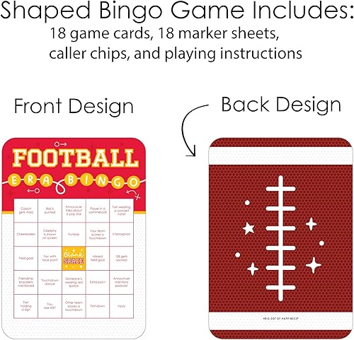 Miniatura 6 de Big Dot of Happiness in My Football Era - Tarjetas de bingo y marcadores - Juego de bingo de fiesta deportiva roja y dorada - Juego de 18