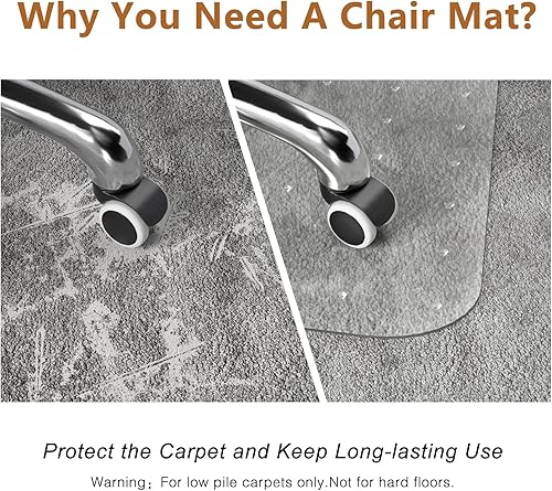 Miniatura 5 de Naturehydro Tapete para silla para alfombra, protector de piso de plástico transparente de 48 x 30 x 0.09 pulgadas de grosor para silla de