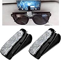 Vista 1 de 2 piezas de soporte para lentes de sol con pedrería para visera de coche, soporte para lentes de sol con strass con clip para tarjetas de entradas