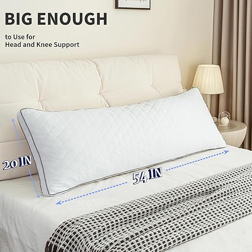 Miniatura 5 de Ubauba Almohada corporal de espuma viscoelástica, almohadas de cuerpo grande para adultos, almohadas largas firmes y esponjosas para dormir (20 x 54