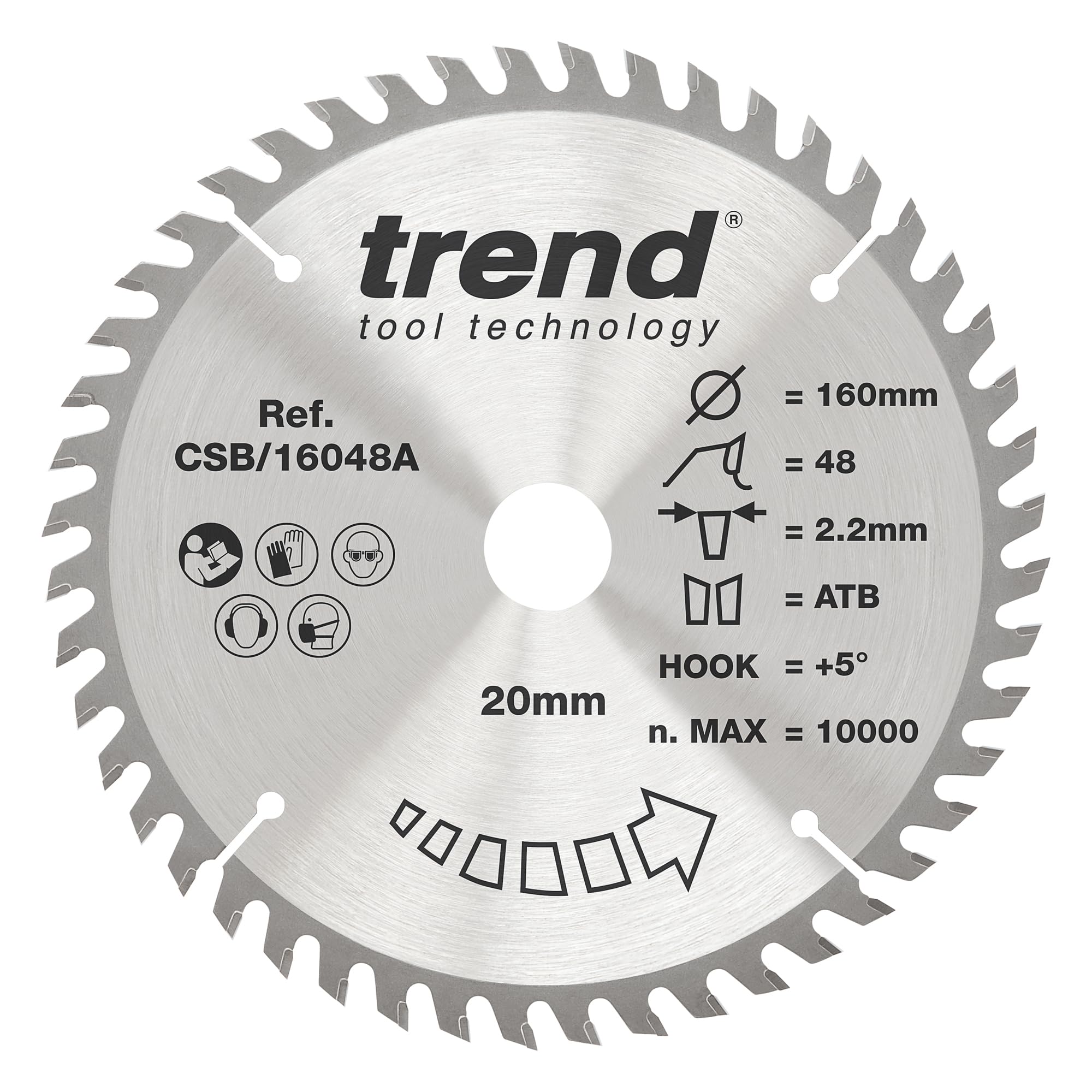 TREND 160MM  X 20MM BORE 48T TCT PLUNGE SAW BLADE  FESTOOL TS55  CSB/16048