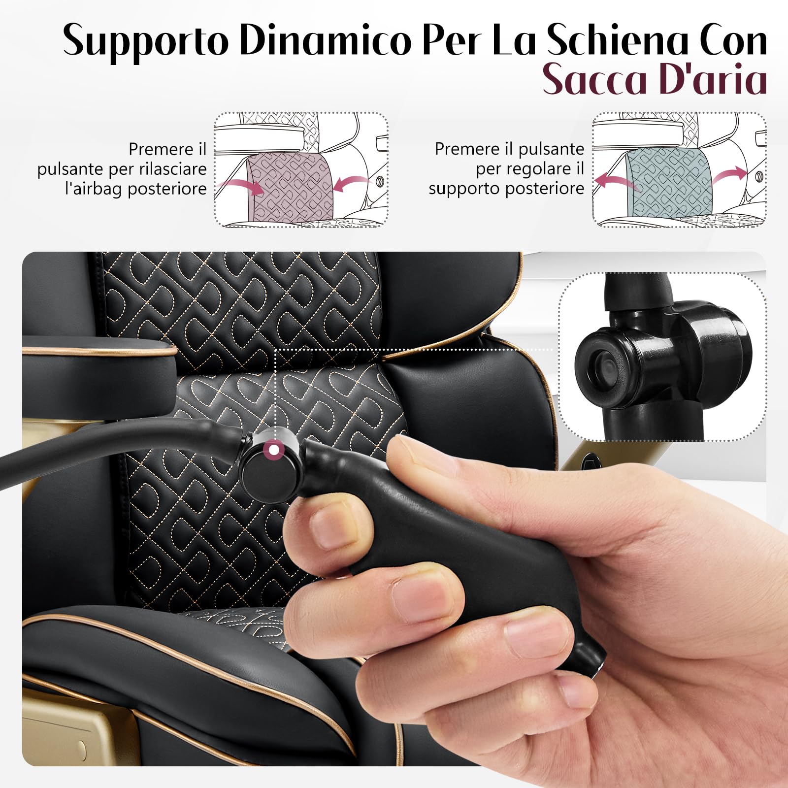 Hellove Poltrona Direzionale Ergonomica in Pelle con Braccioli 5D, Supporto Lombare Regolabile, Schienale Alto, Sedia da Ufficio Girevole e Confortevole per Casa e Studio, Nera