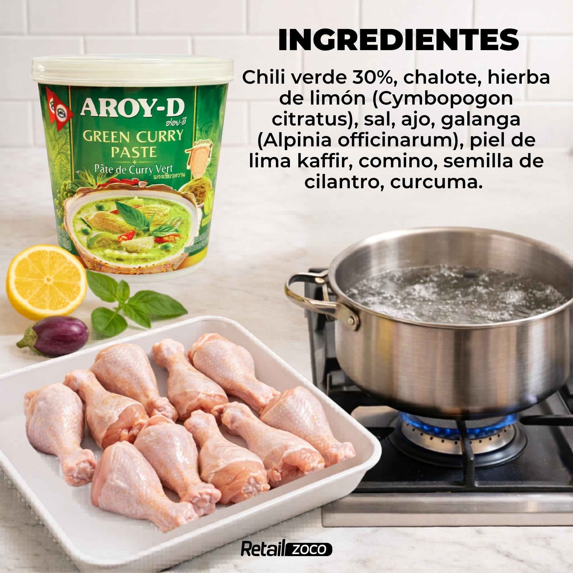Curry Aroy-D Pasta Curry Verde 30% 2x400g Tailandia