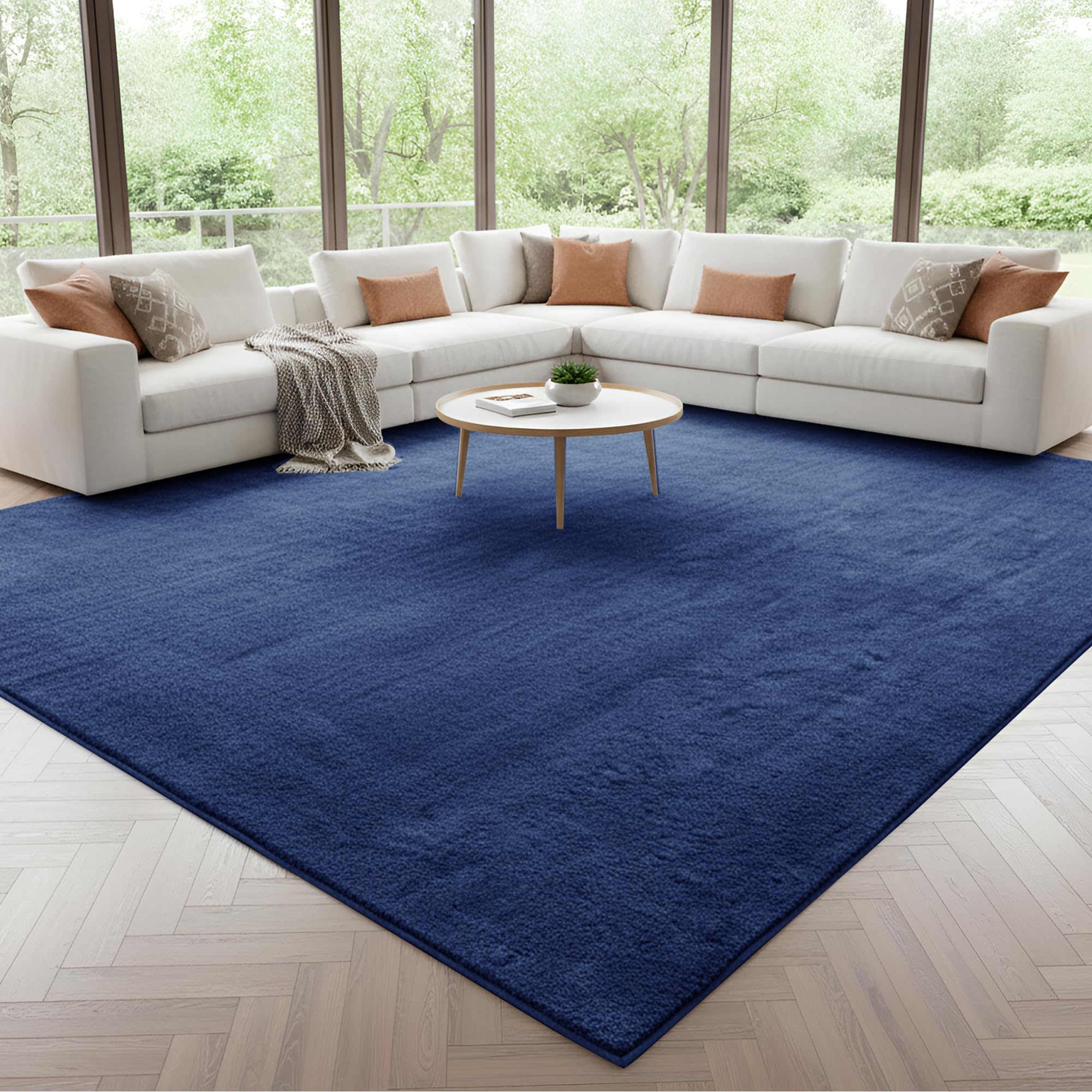 Imperial Rooms Cozy Rugs Living Room, 100% Polyester, Anti Slip Backing, Soft Fluffy Thick Low Pile 600 GSM, Large Bedside Rug for Bedroom, Non Shedding Carpet for Kids Nursery Room, Navy, 200x290 cm โ image 1