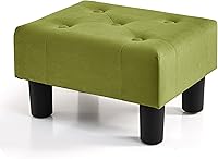 Vista 38 de BRIAN & DANY Taburete pequeño para pies, taburetes de lino con patas, reposapiés pequeño estable para sala de estar, beige