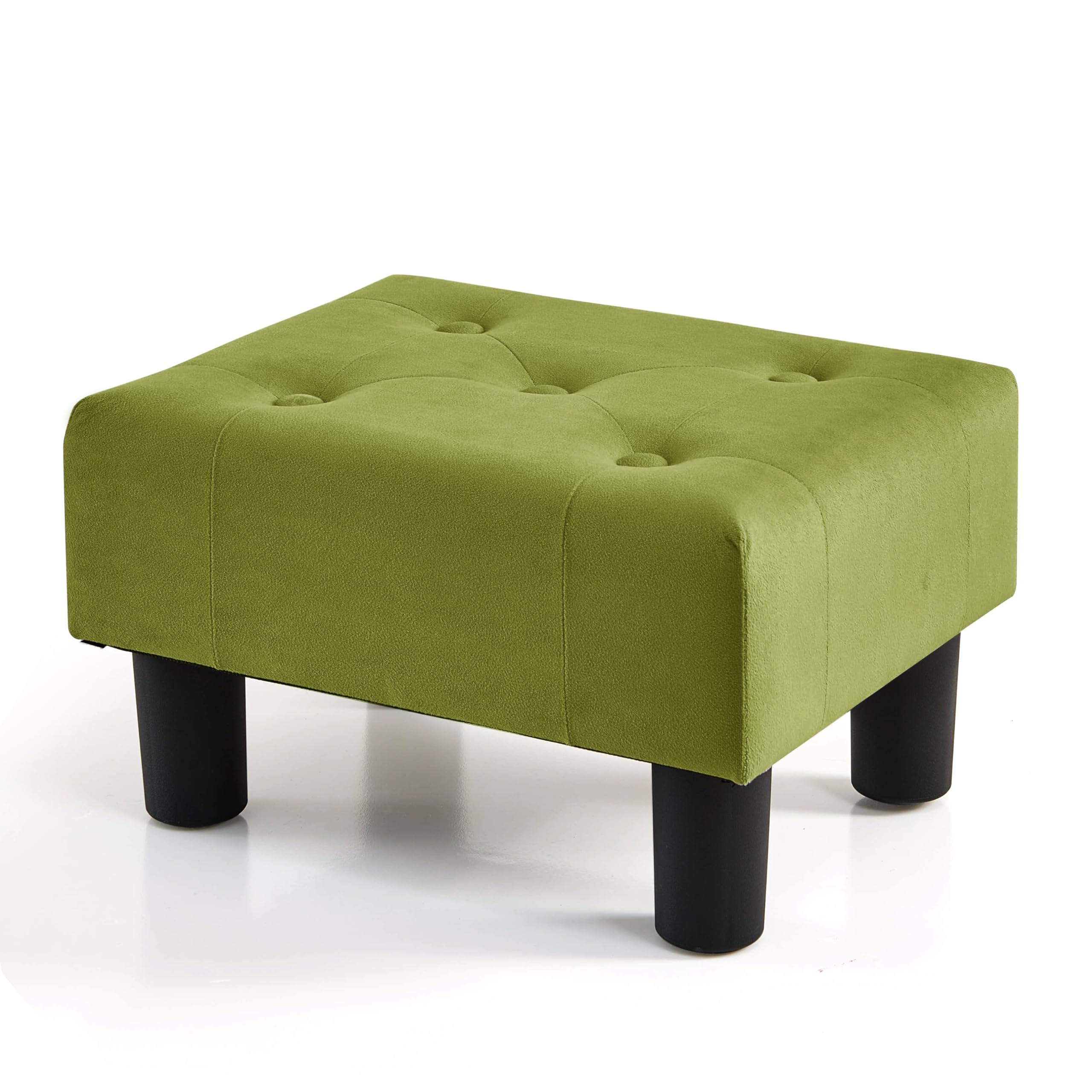 BRIAN & DANY Small Foot Stool, Velvet Foot Stools with Legs, Stable Small Footstool for Living Room, Olive Green