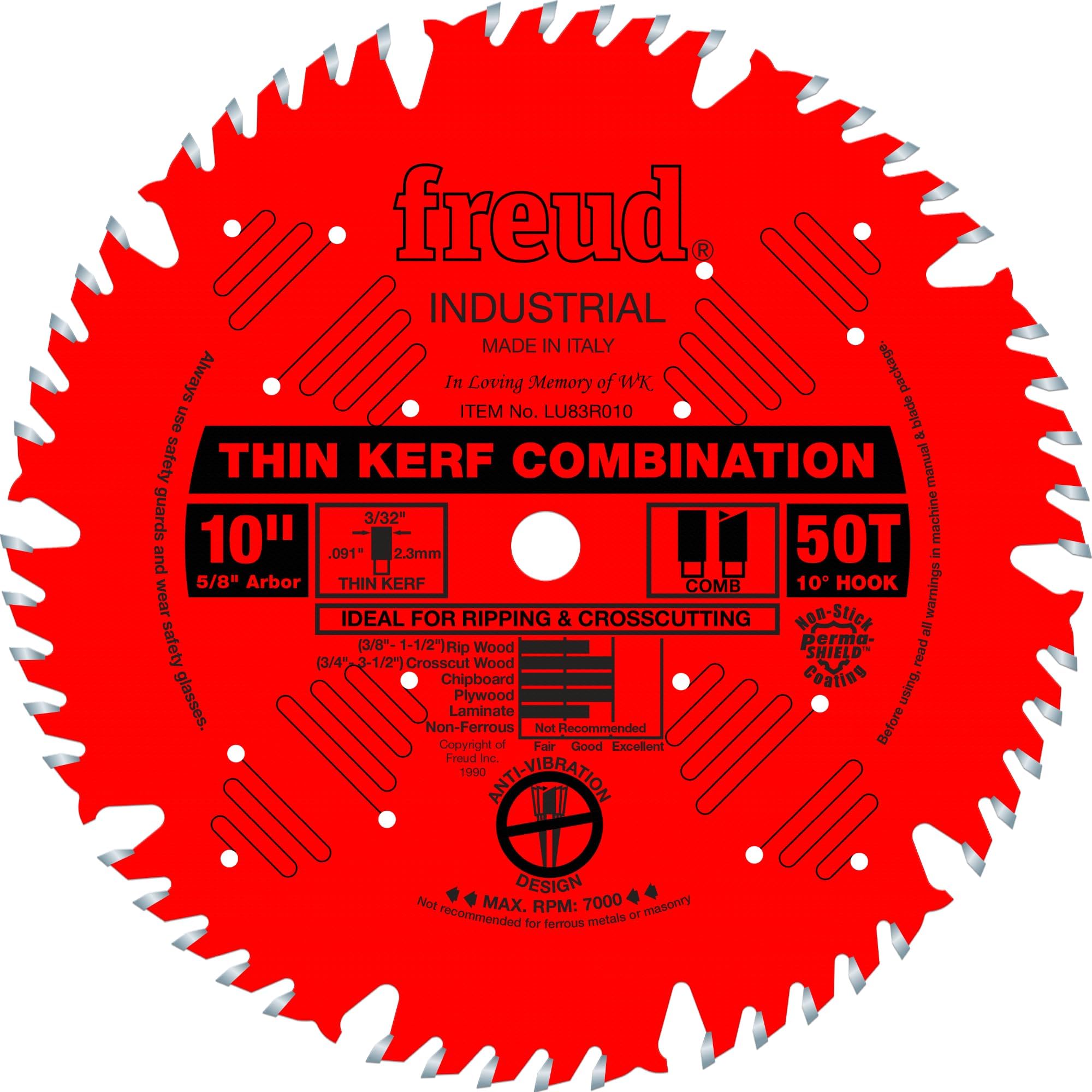FrEUd 10" X 50T Thin Kerf Combination Blade (Lu83R010)