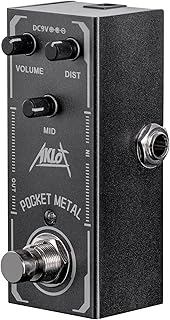Pocket Metal Guitar Pedal, AKLOT Electric Effects Pedals Distortion Sounds Mini Single Type DC 9V True Bypass