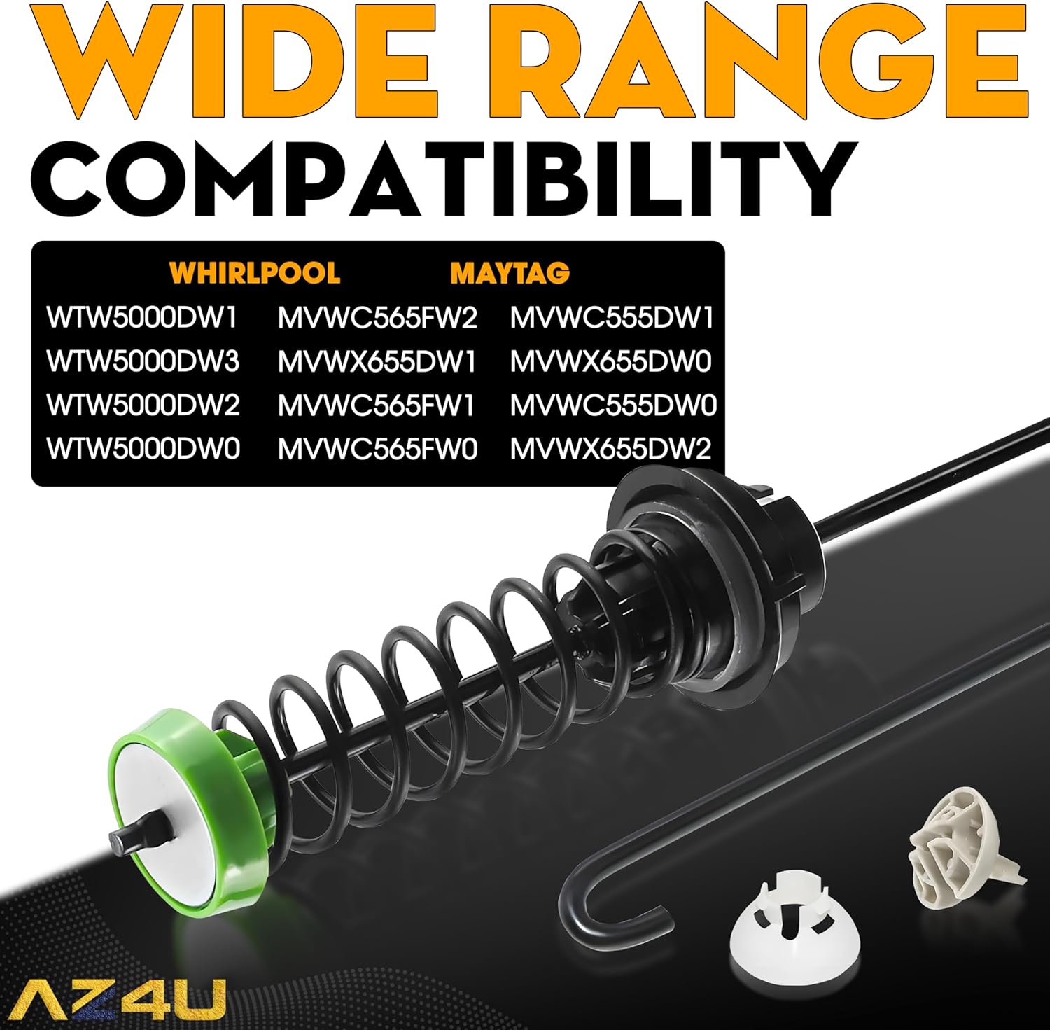 AZ4U 4PCS Washer Suspension Rod Replaces For Whirlpool WTW5000DW0 WTW5000DW1 WTW5000DW3 WTW5000DW2 Maytag MVWX655DW1 MVWC565FW2 MVWC565FW0 MVWC565FW1 MVWC555DW1 MVWX655DW0 MVWX655DW2 MVWC555DW0 Washer