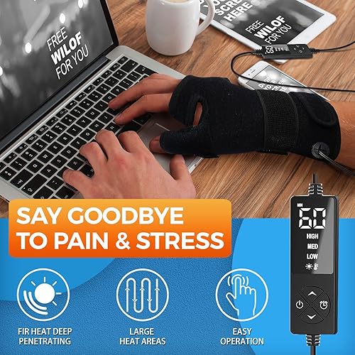 Miniatura 6 de sticro Wrist Thumb Brace Heating Pad for Arthritis and Carpal Tunnel Relief, Hand Heating Pad for Sprains Trigger Thumb, Tendonitis Pain Relief -