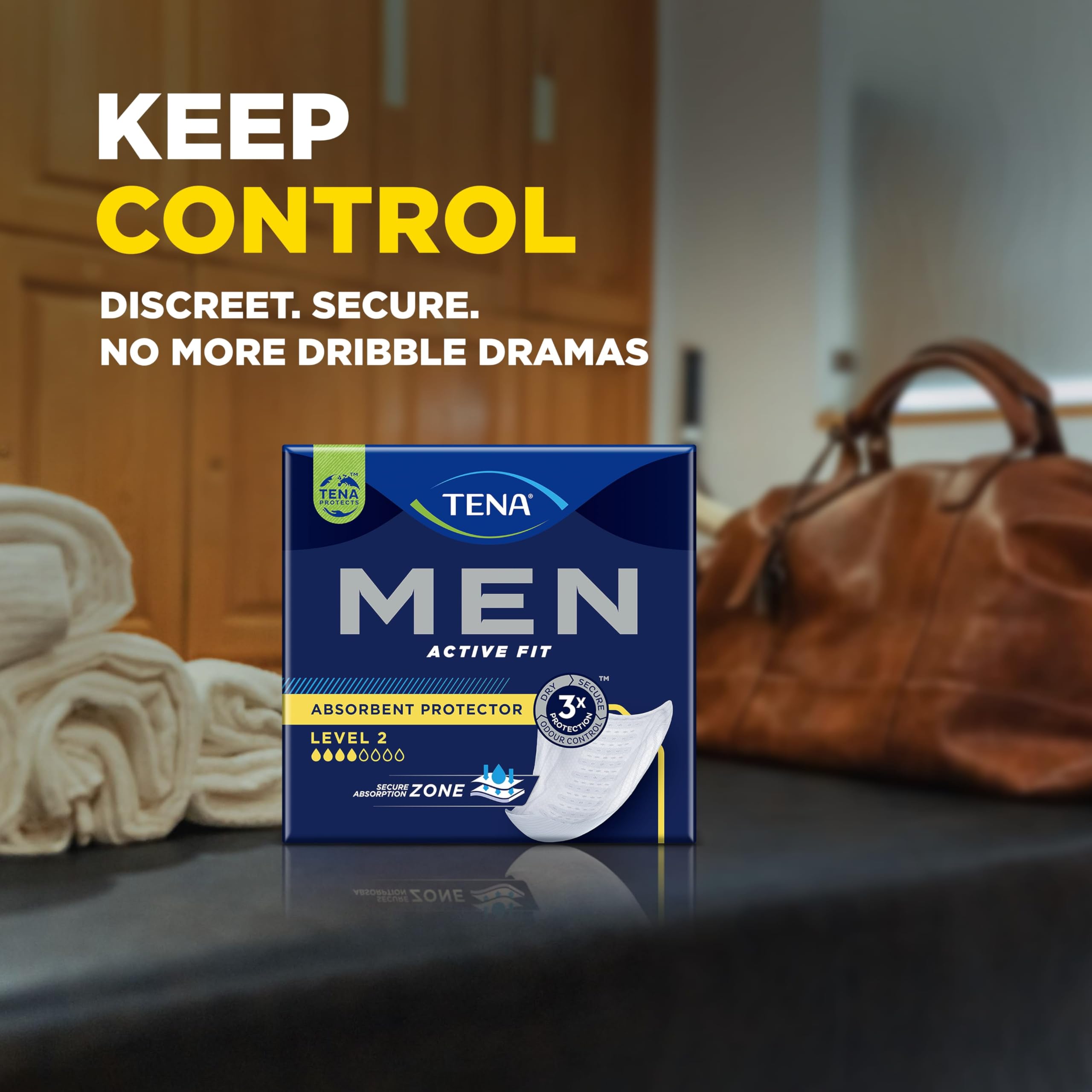 Einlagen für Männer bei mittlerer Harninkontinenz TENA Men Active Fit Level 2 urologische, hygienische Einlagen bei Blasenschwäche für Erwachsene (6 Packung mit 20 Stück)