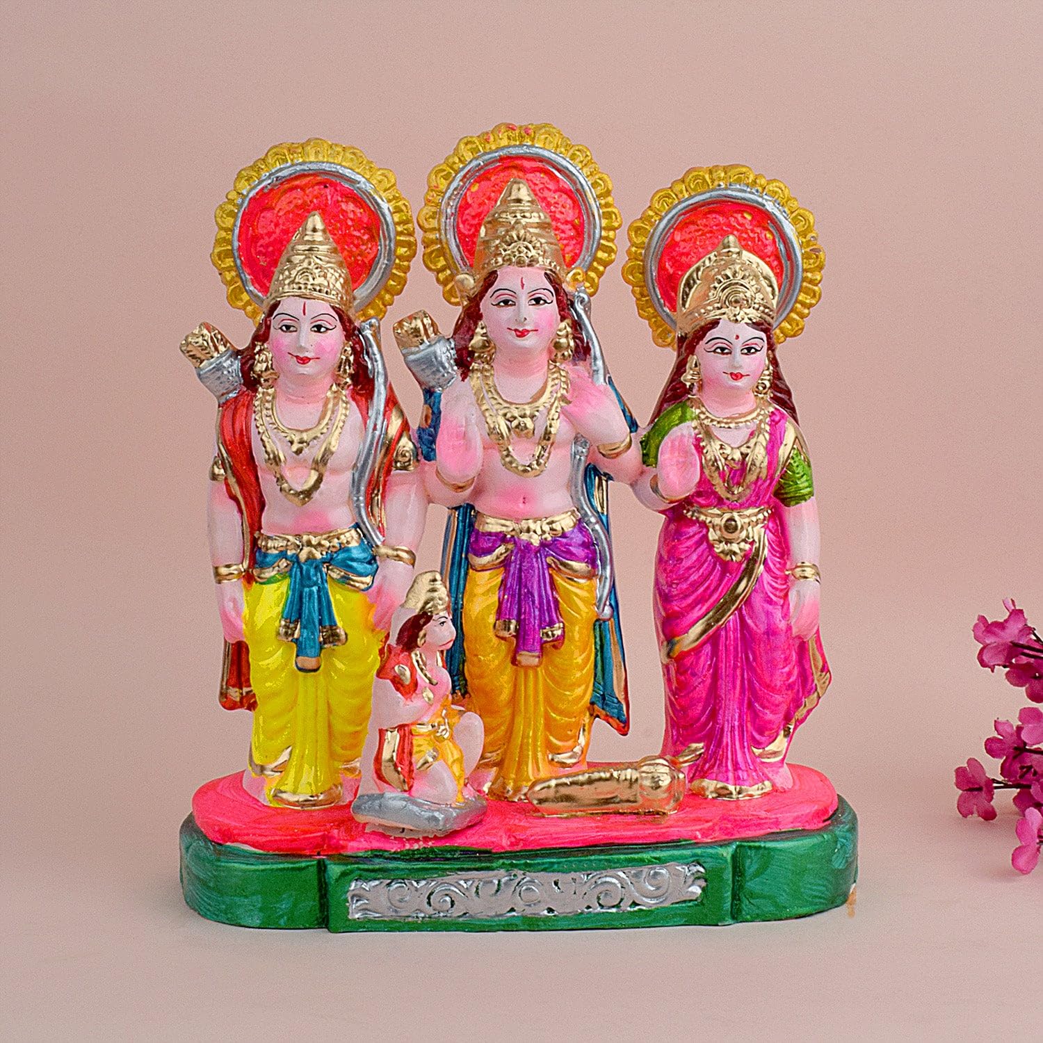 SATVIK Religious Handcrafted Colorful Clay Ramdarbar Statue Murti, God Idol Statue Showpiece Gifting Any Auspicious Occasion Like Wedding, Anniversary, Diwali, Housewarming, Home Decoration (RDS1)