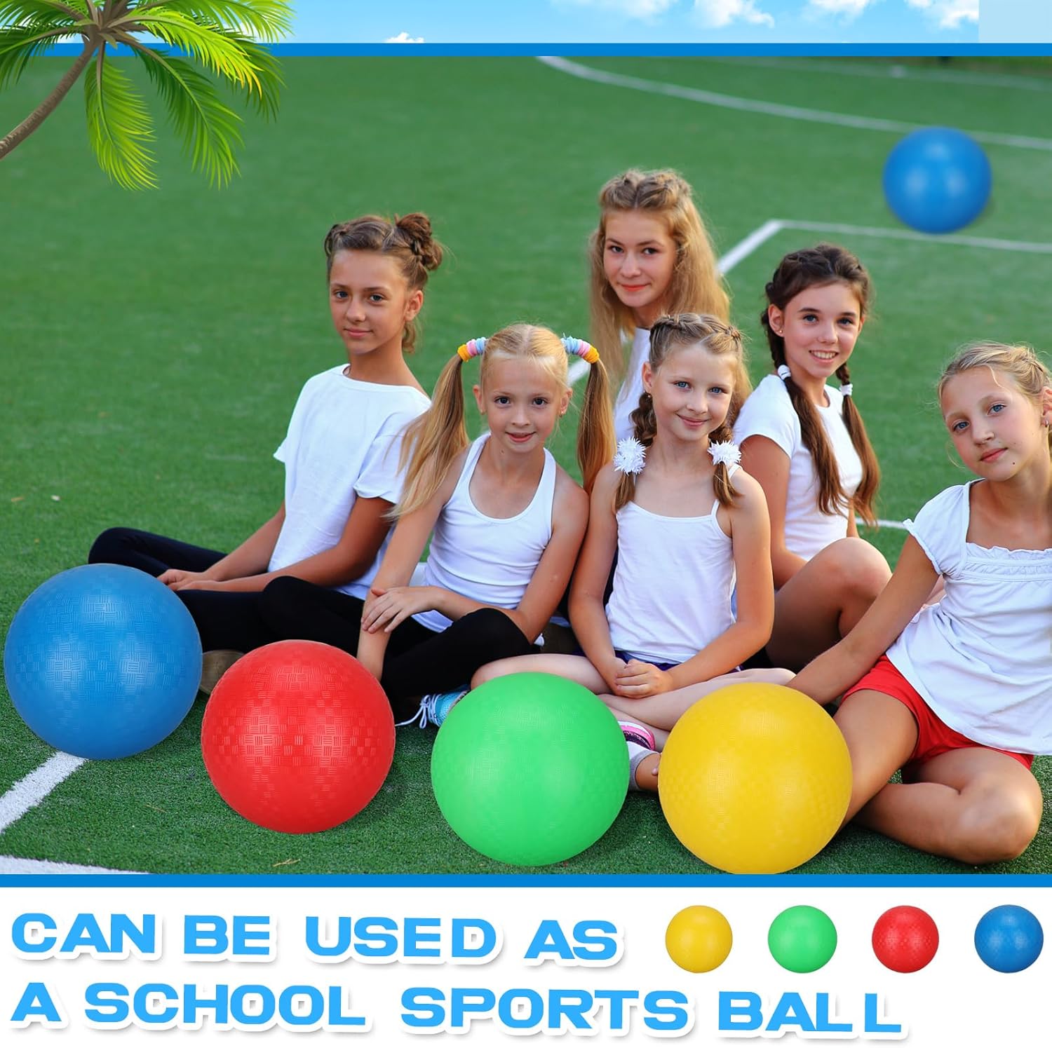 Jerify 30 Pcs 8.5 Inch Colorful Playground Ball Dodgeball Kickball Inflatable Bounce Balls Bouncy Ball PVC Balls for Kids Adults Beach School Party Game Indoor Outdoor, 4 Colors