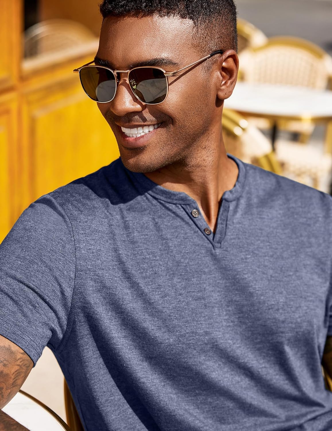 COOFANDY Men's Soft T Shirts Short Sleeve V Neck Casual T-Shirt Button Neck Tee Classic Plain Shirts - Image 4