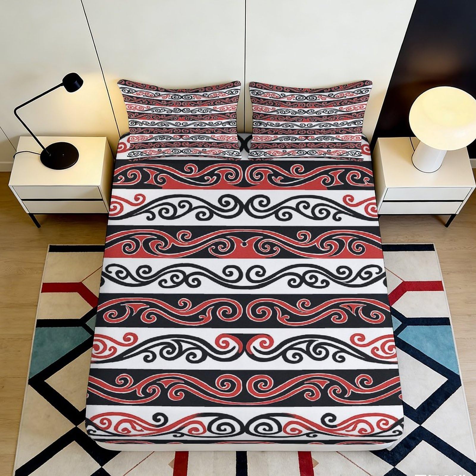 Uynsixtme Style-6 3D Printed Bohemian Fitted Sheet Microfiber Deep Pocket Non-Slip Bedding Set Bohemian Mattress Fitted Cover For Bedroom 140X200x25cm