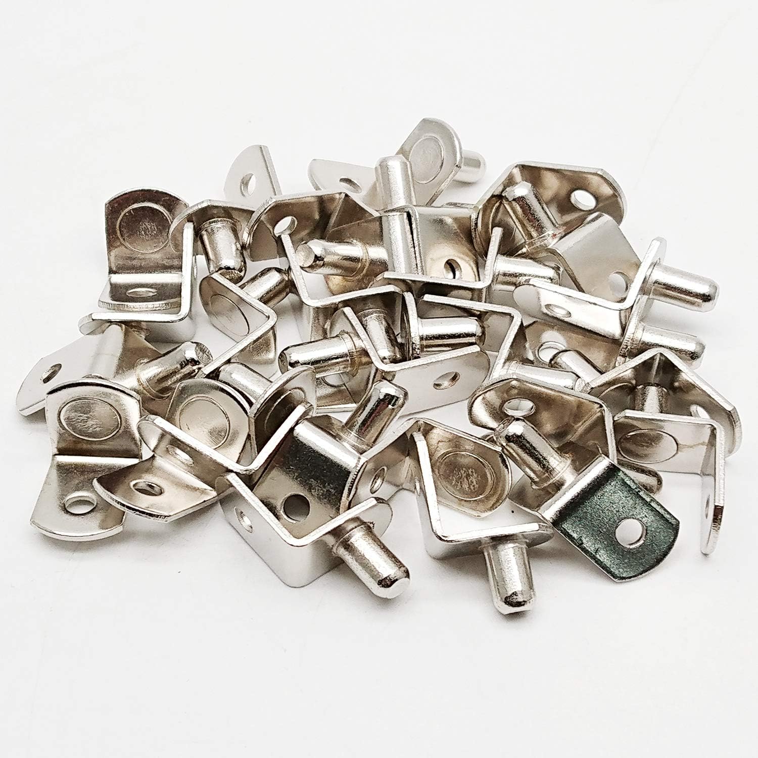 Axe Sickle 30pcs Shelf Support Pegs 6mm L-Shaped Shelf Support Nickel Plated Shelf Bracket Pegs for Furniture & Bookcase Shelf Cabinet Closet Shelf Pins Support with Hole.: Home Improvement