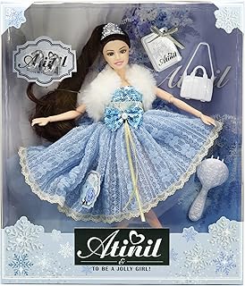 عروسة اتينيل العصرية من تويز لاند من مجموعة اتينيل الكلاسيكية، عروسة مع فستان رائع وشعر طويل حريري بمفاصل 29 سم، هدية عيد ميلاد للبنات والأطفال والبالغين من سن 3 سنوات فما فوق (WX129-3)