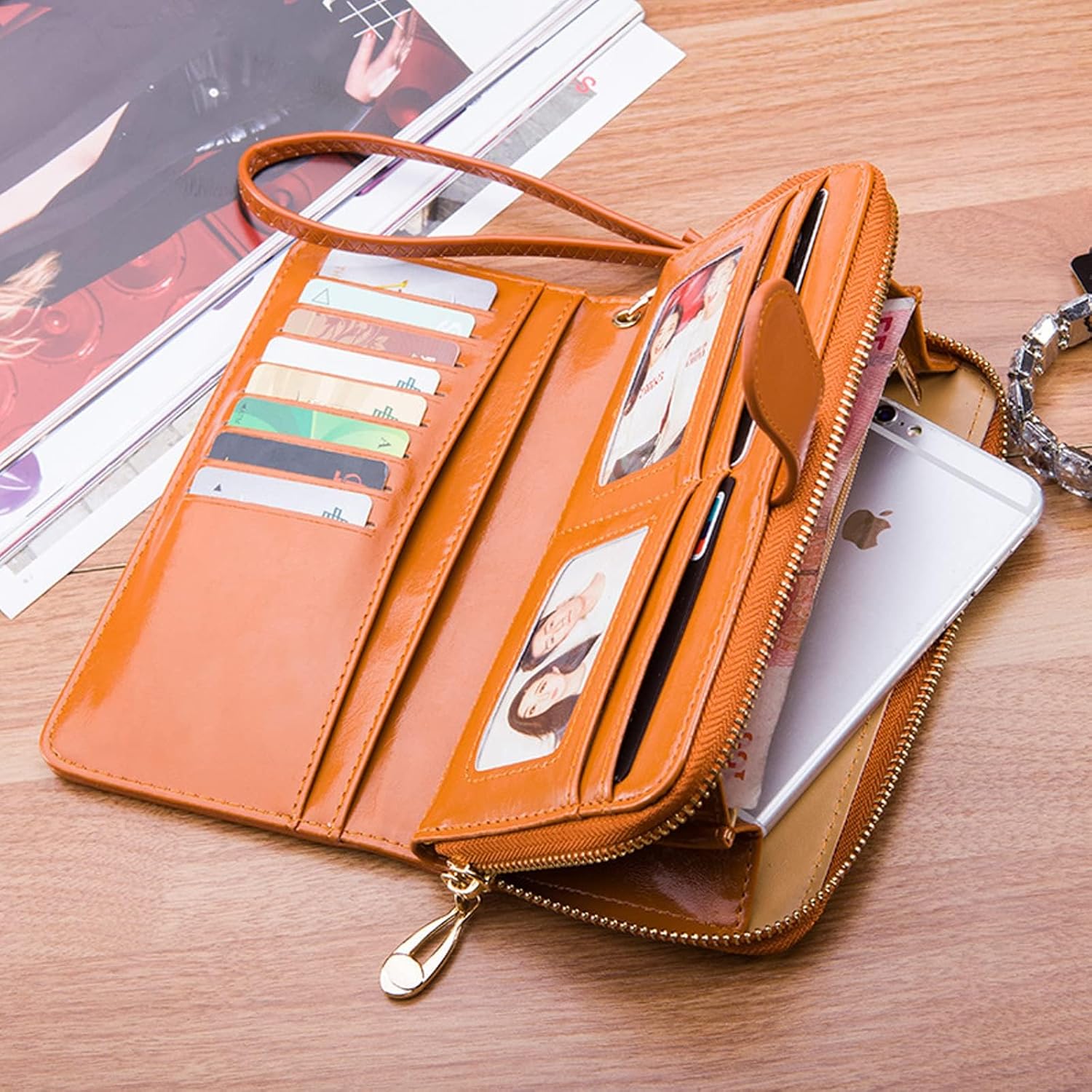 三井紫町 財布 レディース長財布 本革製 大容量 セパレート型 小銭入れ 大容量 ファスナー トップレザー本革の財布