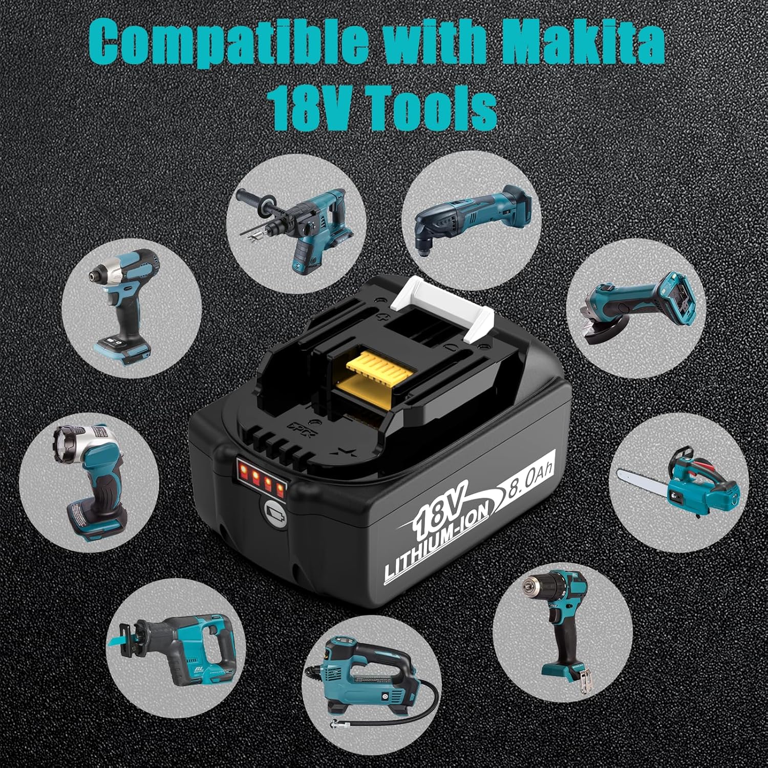 2-Pack BL1860B Replacement for Makita 18V Battery 8.0Ah, Compatible with Makita 18 Volt LXT Lithium ion Batteries BL1815 BL1820 BL1820B BL1830B BL1840B LXT® Power Tools - Image 5