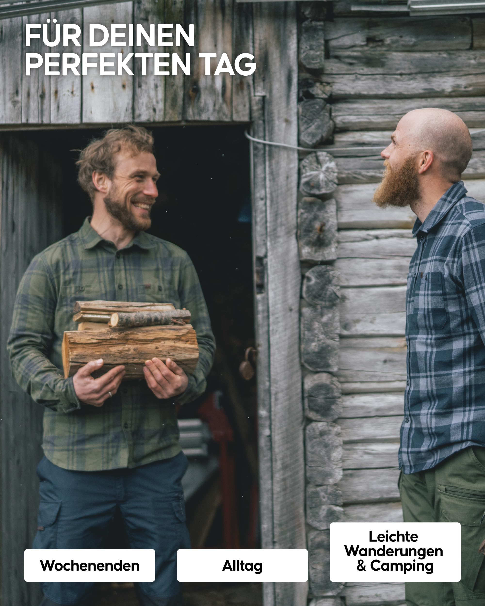DANISH ENDURANCE Flanellhemd Herren, Bio-Baumwolle | Holzfällerhemd aus Bio-Baumwolle, Arbeitshemd, Weich & Robust, Lockere Passform, für Freizeit, Wandern & Arbeit