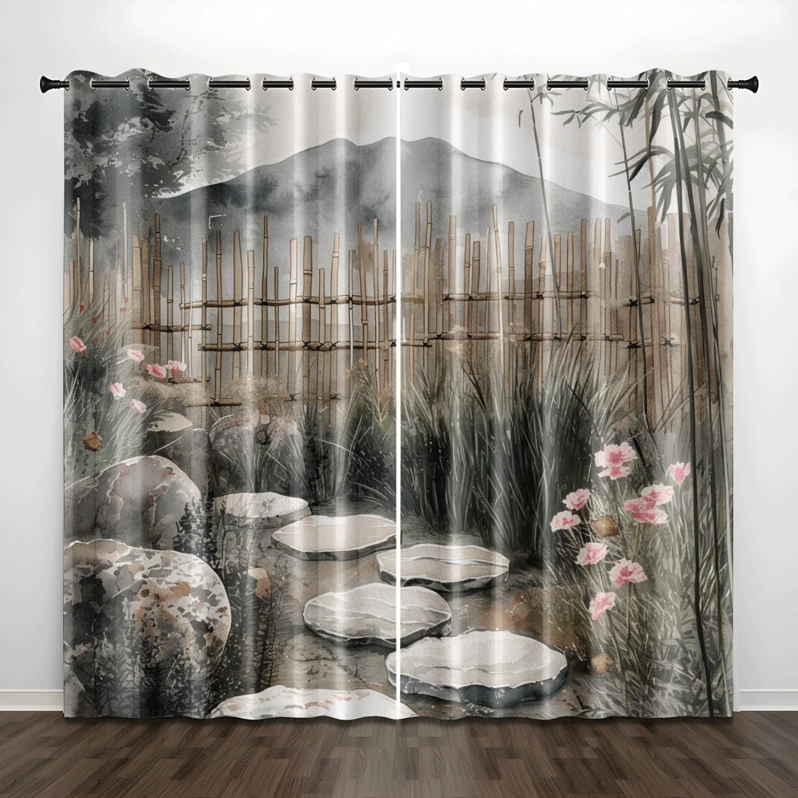 Curtain Braun Grau Rosa Gardinen Blackout Curtain Polyester Vorhang mit Ösen Waschbar Vorhänge Living Room Verdunklungsvorhänge Schlafzimmer Gardienen Vorhang Blickdicht 2x100x240cm