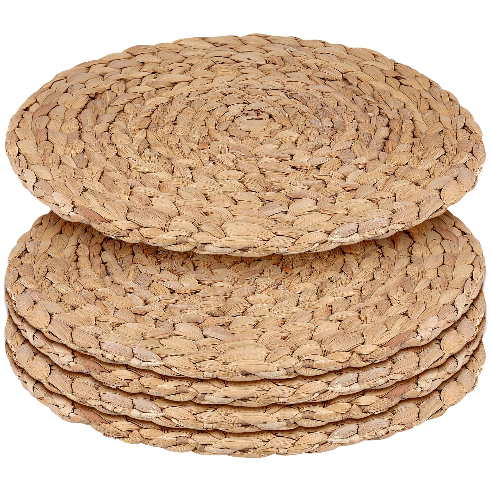 FUNSUEI Set di 5 tovagliette rotonde da 33 cm, intrecciate, rotonde, per tavolo da pranzo, cucina e ristorante