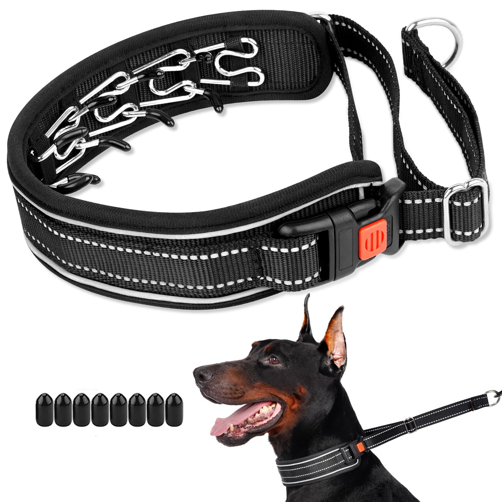 Mayerzon Martingale Anti-Zieh-Hundehalsband, reflektierendes Wanderhalsband für große und mittelgroße Hunde, Pitbull, belgischer Malinois, Dobermann, der zieht, Anti-Zieh-Hundehalsband mit Schnalle