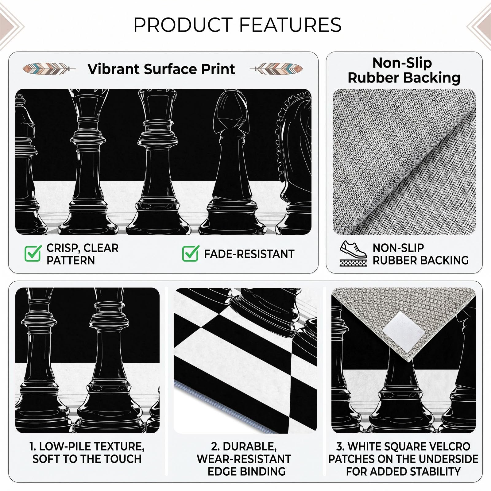 Alfombra moderna y clásica lavable, para salón, color blanco y negro, antideslizante, suave, 180 x 240 cm, para dormitorio, oficina, comedor, cocina y salón