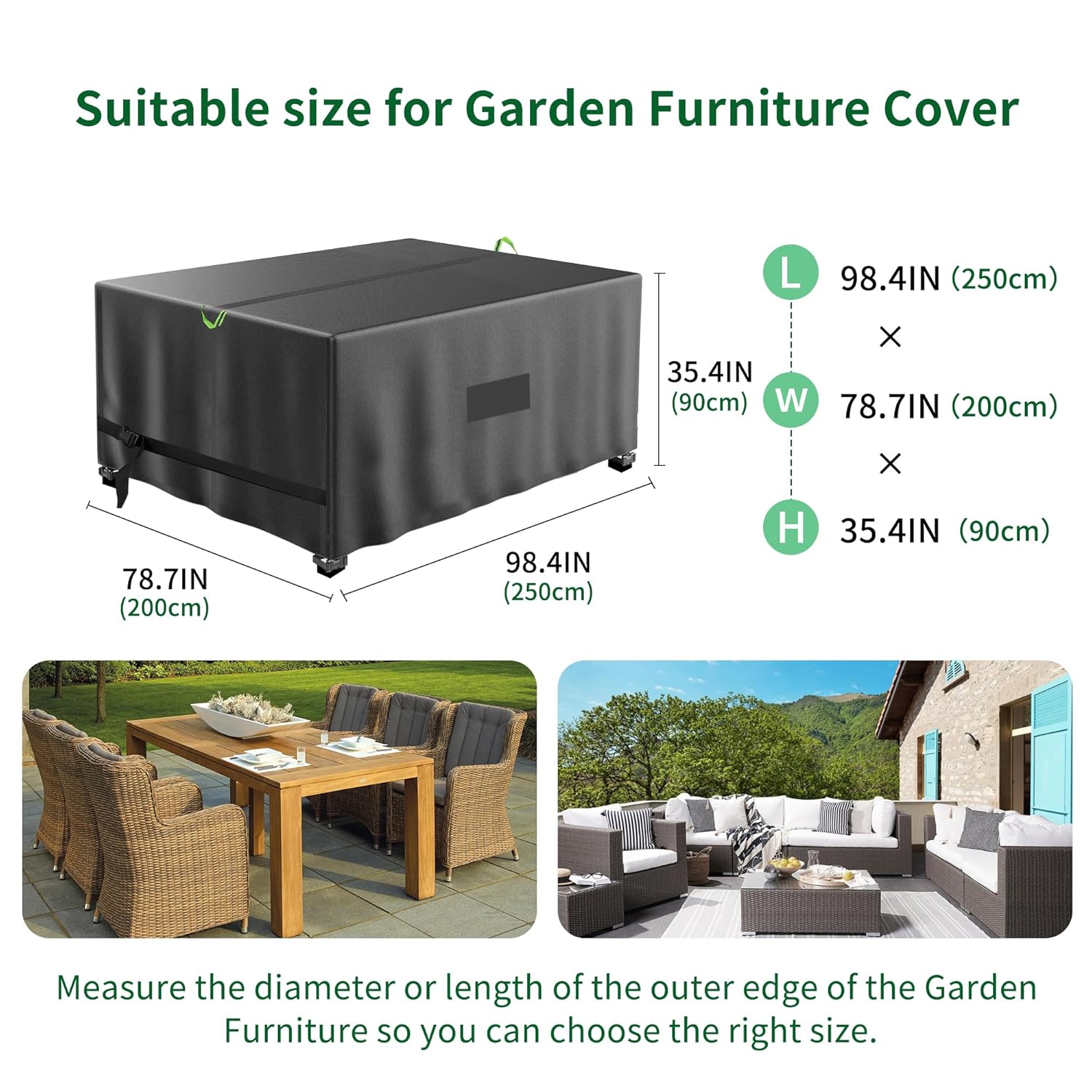 Garden Furniture Covers Waterproof, Outside Table and Chair Set Cover, Patio Rattan furniture set Cover Oxford Fabric Cover, Resistant to Sunlight and Fading - 250x200x90cm - Image 2