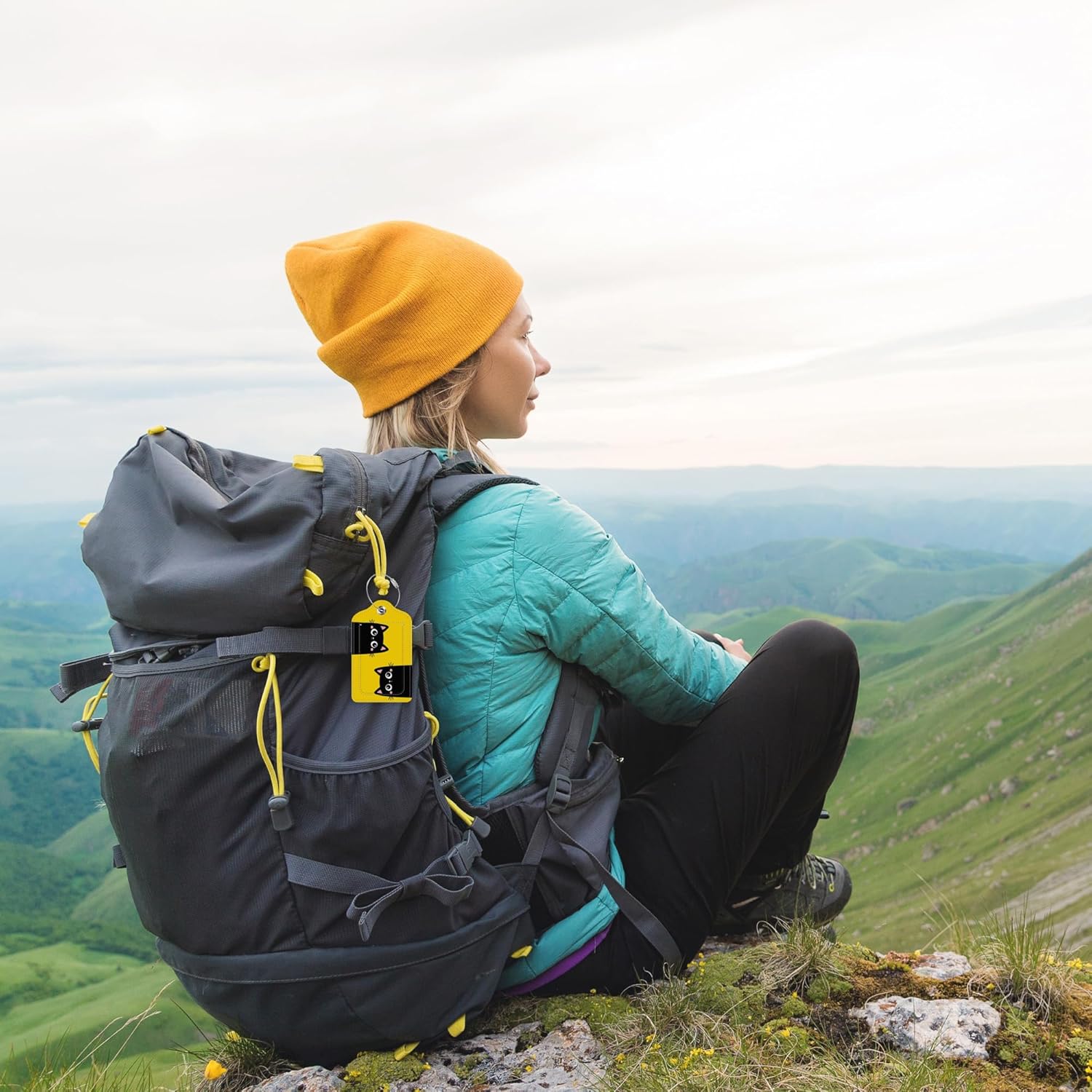 Set of 2 Luggage Tags Two Black Kitten Face Head Leather Suitcases Tag with Privacy Cover Stainless Steel Loop and Address Card for Women Men Travel image 7 of 7 B0CBTTQ1RF