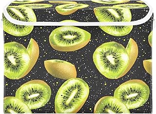 AIXIWAWA Vintage Kiwi Storage Cube with Lid 1 Pack, Fabric Foldable Closet Bins with Handles, Organizer Basket Container 16.5 x 12.6 x 11.8 IN