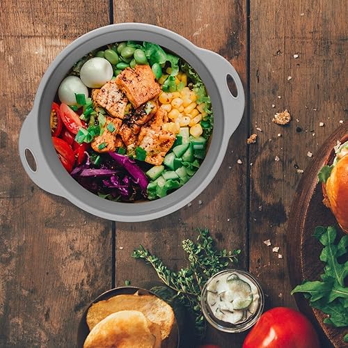 Miniatura 5 de Ensaladera plegable de silicona de 61 onzas, cuenco para acampar al aire libre, senderismo, viajes, cuenco duradero para almacenamiento y mezcla