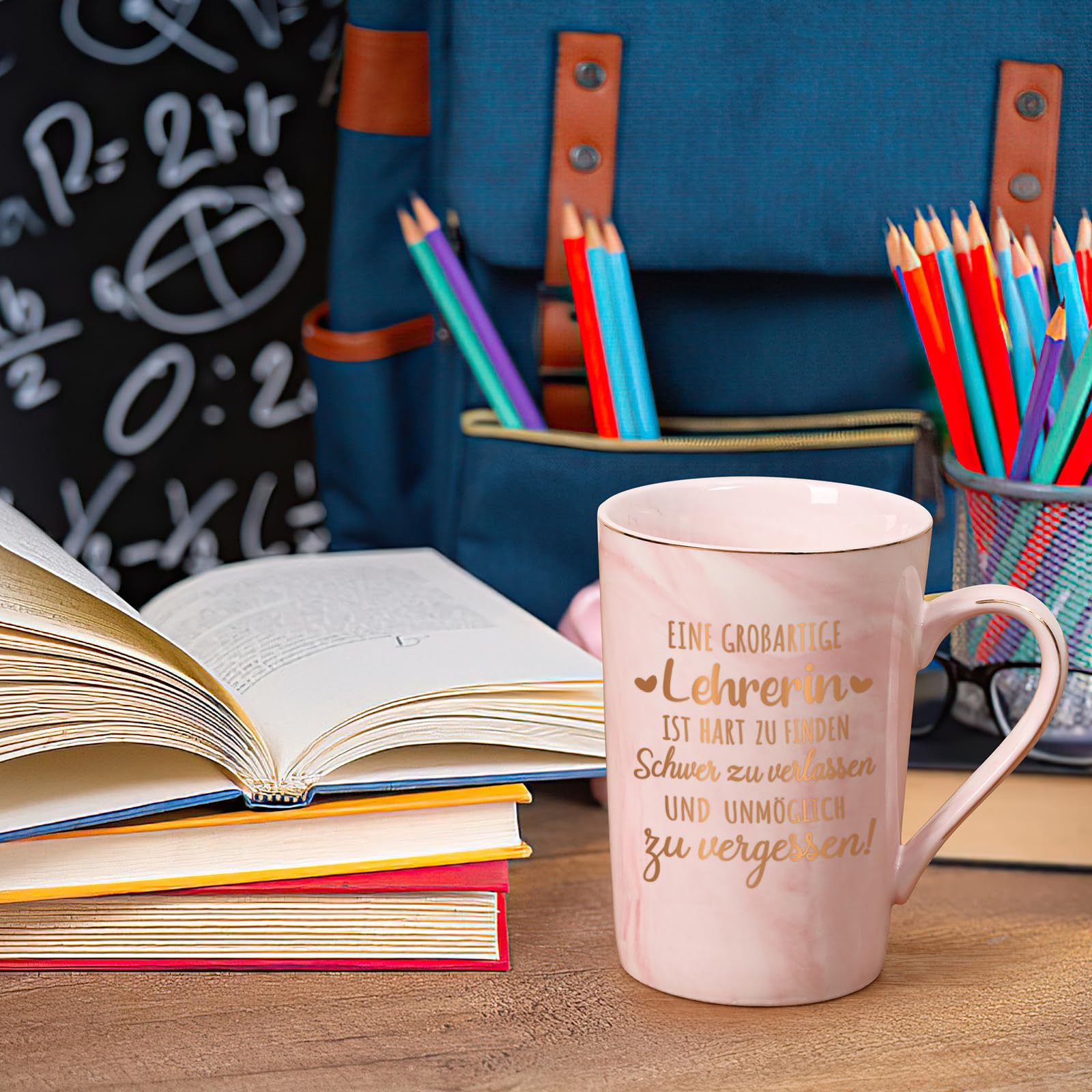 Joymaking Tasse Abschiedsgeschenk für Lehrerin - Eine großartige Lehrerin ist hart zu finden - Kaffeetasse zum Abschied Geschenk für Lieblingslehrerin zum Abschied, 400ml Rosa