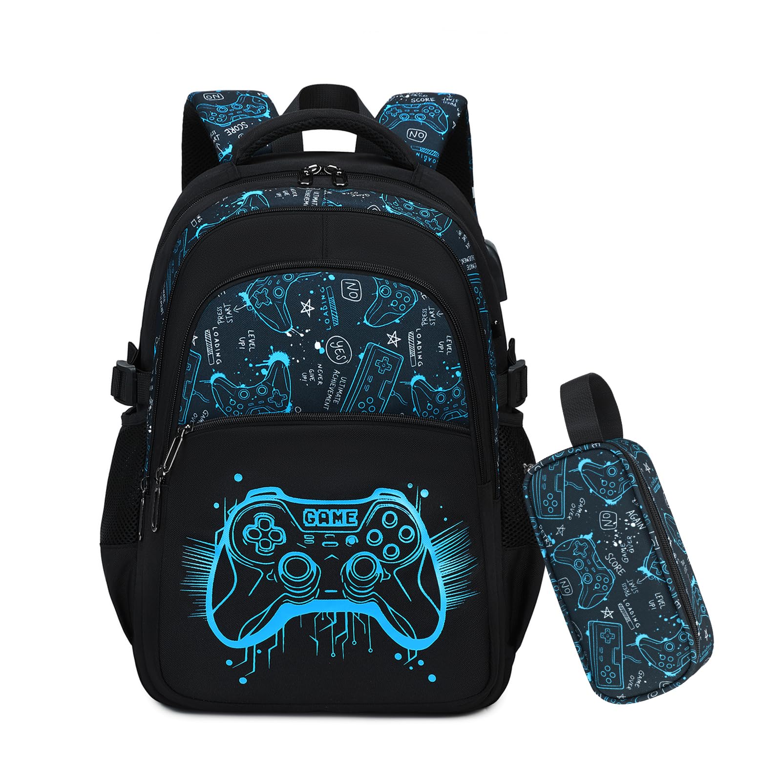 Cartable Garçon Lumineux, Sac à Dos Grande Capacité Trousse