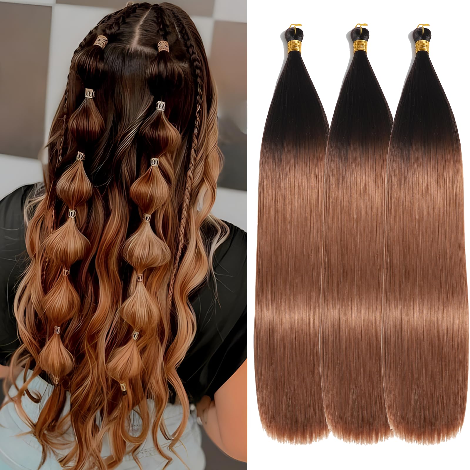 Locescsoc 24 Inch Bone Straight Braiding Hair 150g 3 Packs Straight Hair Extensions, Ariel Straight Hair Bundles