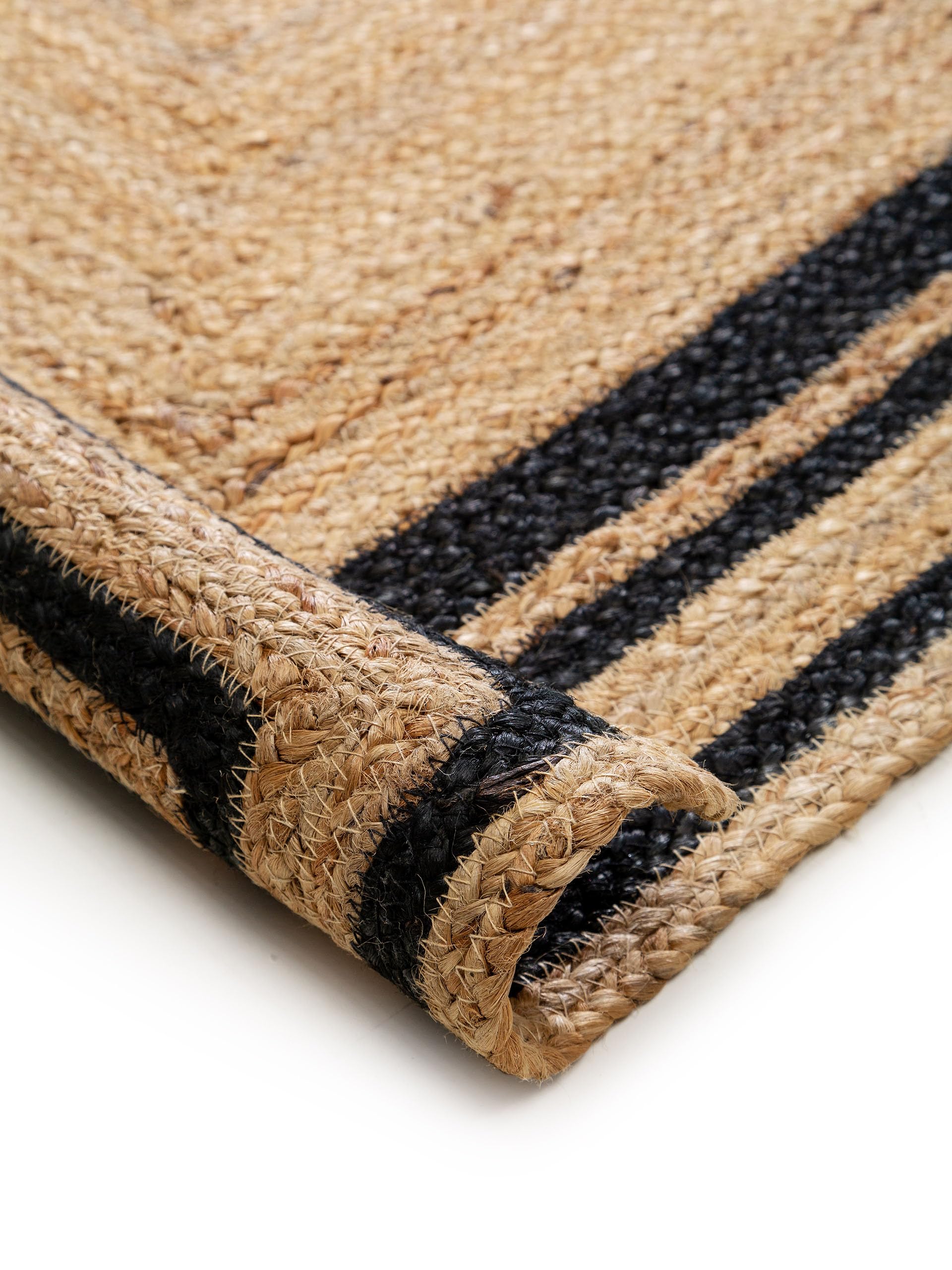 benuta Pure Alfombra Yute Jutta - Negro 80x250 cm - Tejido a Mano para Dormitorio, Sala de Estar y Salon - Diseño Boho - Apta para Suelos radiantes