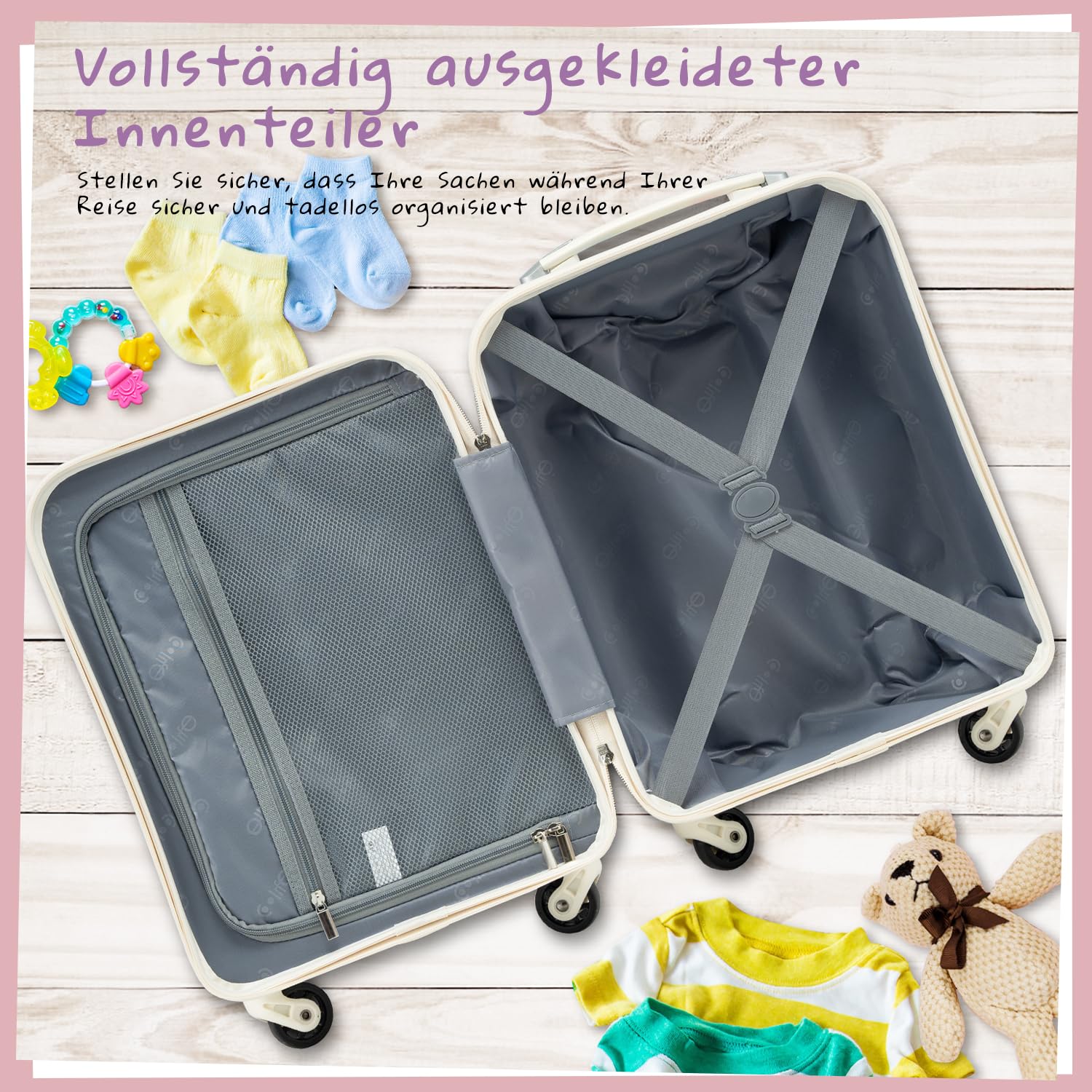 COOLIFE Ensemble de Bagages pour Enfants, Lot de 5 valises, 16 Pouces, Bagage à Main, Coque Rigide, Valise à roulettes, Bagages pour Nourrissons (zèbre, Ensemble de 5 valises)