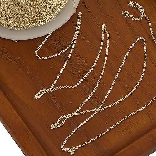 Miniatura 4 de Cadena de cable rellena de oro de 14 quilates de 6 pies para fabricación de joyas personalizadas, cadena de cable a granel sin terminar (0.039 in)