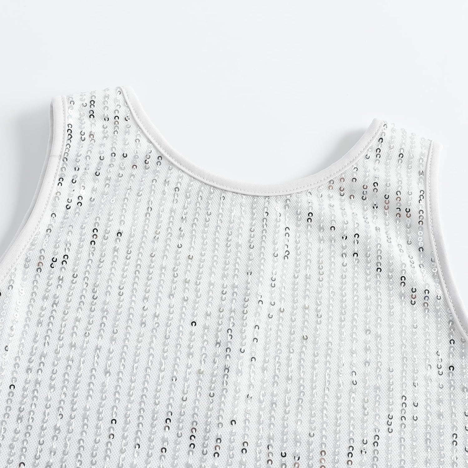 Girls Sequin Tanks Tops Fringe Crop Tops Tassel Sparkly Glitter Dance Sleeveless Tank Shirt