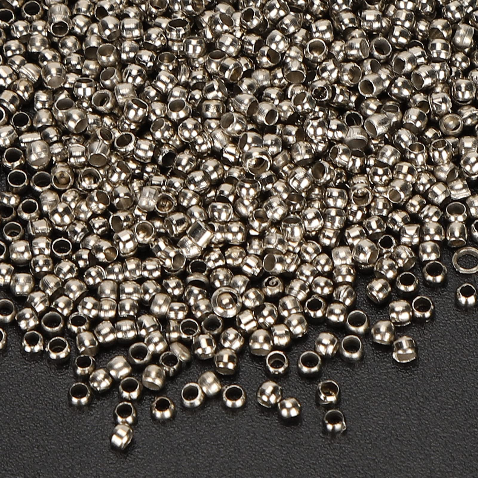 500pcs Perles à écraser, Perles D'espacement Durables Fabrication De Bijoux Perles D'arrêt Pour Collier Bracelet Bricolage(Argent