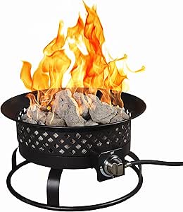 Bond Manufacturing 67836 54,000 BTU Aurora Camping, Backyard, Tailgating, Hunting and Patio. Locking Lid & Carry Handle Portable Steel Propane Gas Fire Pit Outdoor Firebowl, 18.5", Bronze
