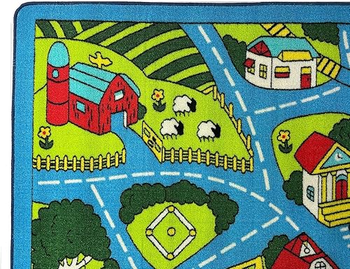 Miniatura 8 de Mybecca Street map - Alfombra de juego para niños con luz azul cielo, 5 x 7 pies (aprox. 4 pies 11 pulgadas x 6 pies 10 pulgadas), base de gel