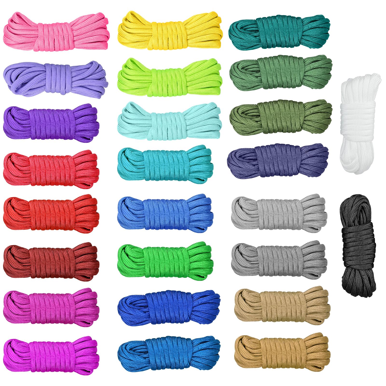 Paracord 550 Set 26 cuerdas de nailon 4 mm 26 colores 3 m para manualidades camping