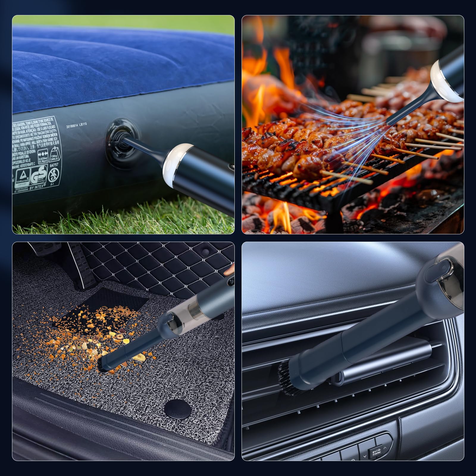 Aspirabriciole Senza Fili,18000Pa Aspirapolvere Auto con Potente Aspirazione USB-C Mini Aspirapolvere Potente Aspirapolvere Portatile per Auto Casa Ufficio Peli di Domestici