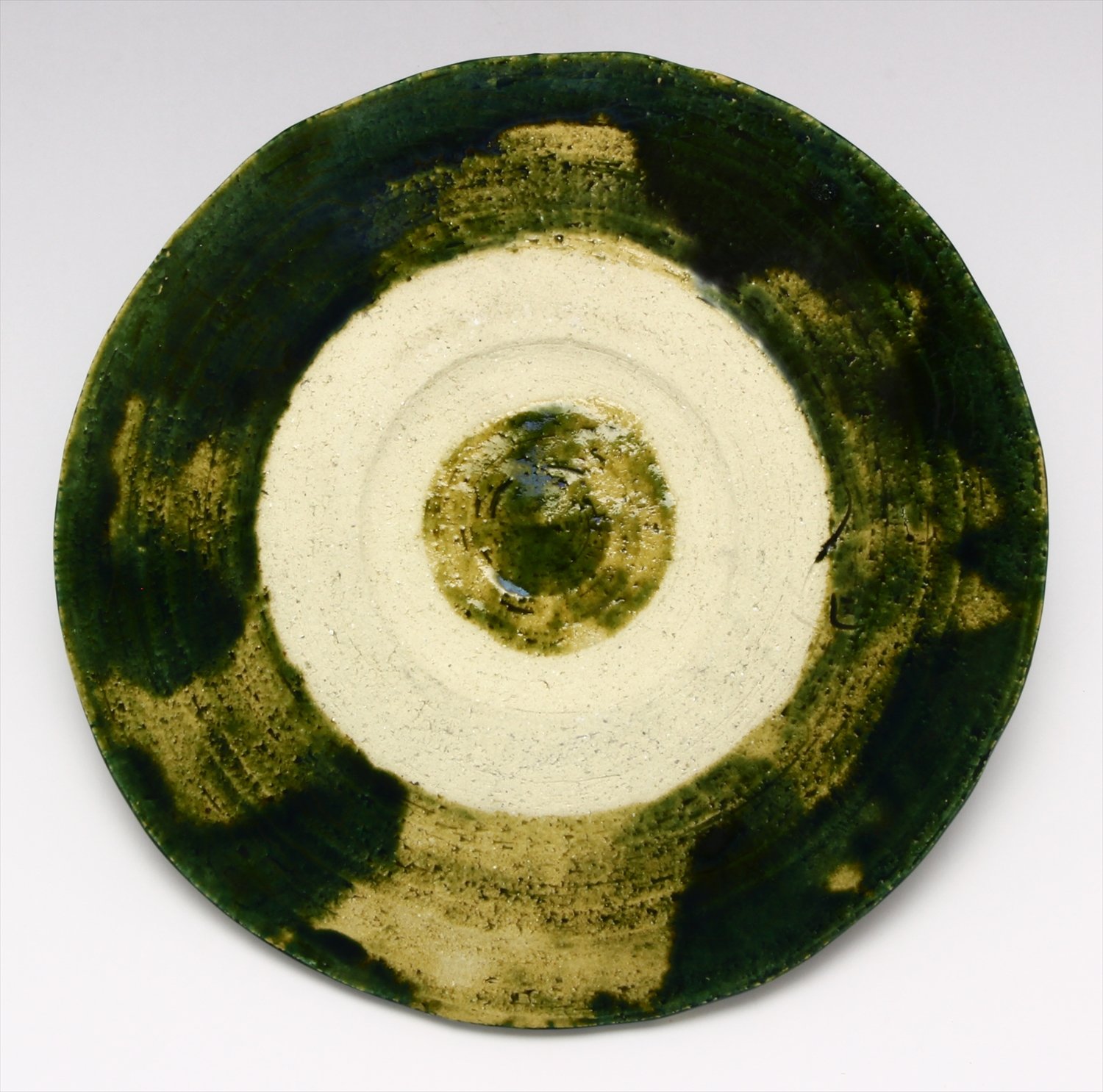 Amazon.co.jp: 美濃焼 田中将則 櫛目 7.5 盛皿 総織部 121-0025