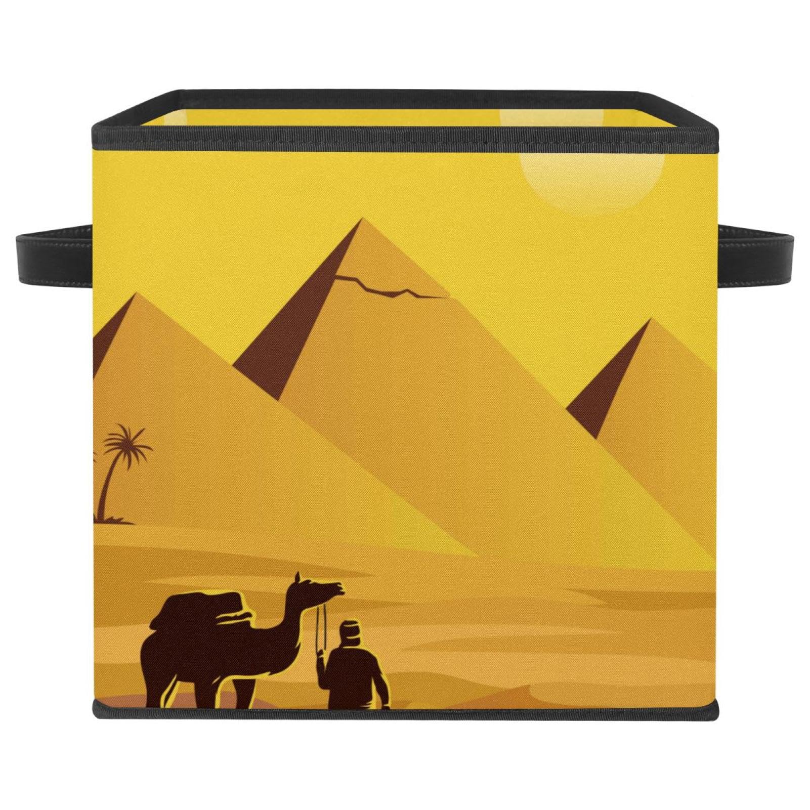 Bacs avec poignées imprimé Égypte Sunset Pyramids, organiseur en tissu haut de gamme