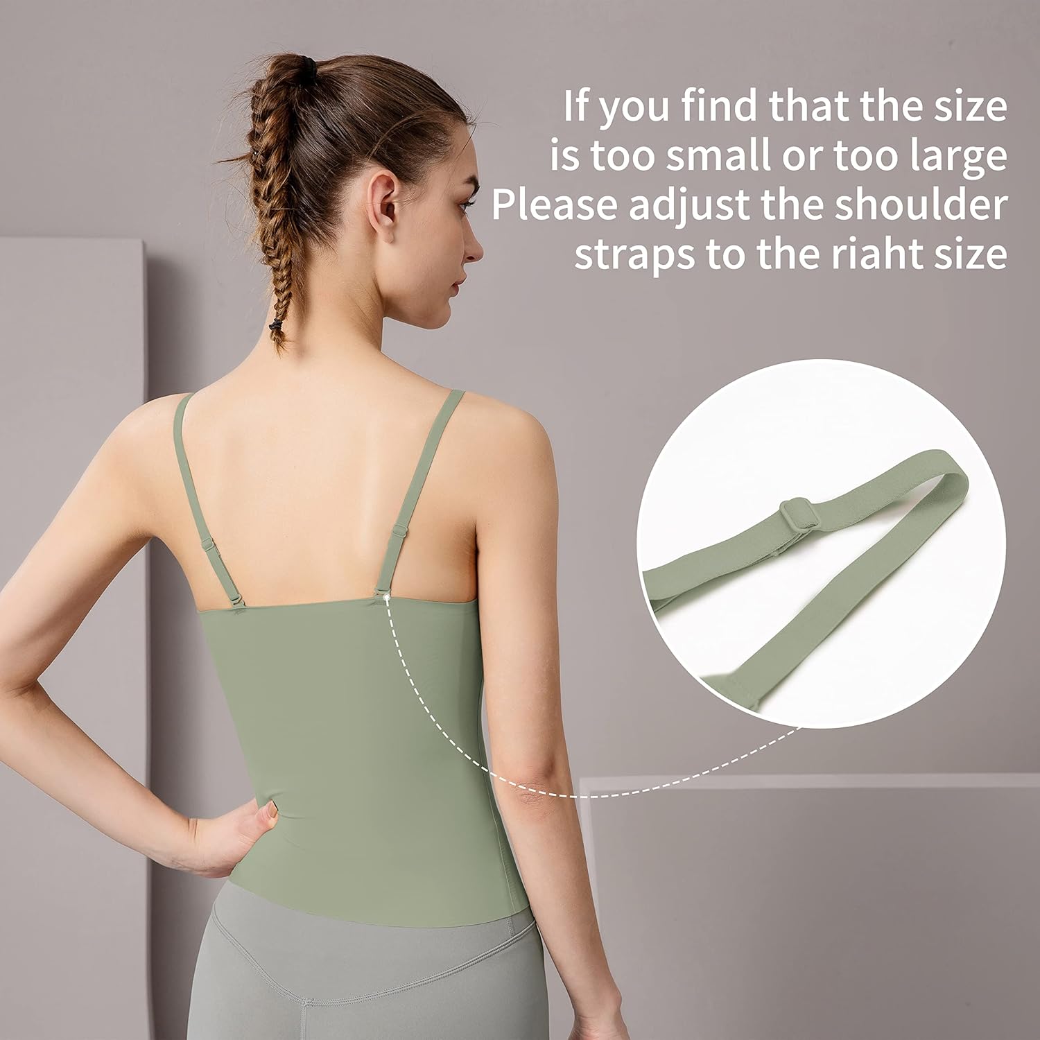 Women's Fit Camisole with Built in Bra - Spaghetti Straps Camis Tank - Image 3